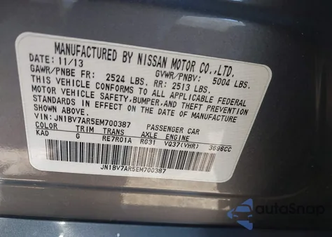 2014 Infiniti Q50 Sport z USA, uszkodzony, nr VIN JN1BV7AR5EM700387